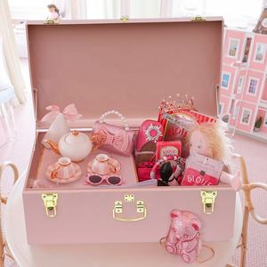 Розовый большой металлический сундук для хранения, декоративный железный ящик, сундук для общежития с золотой ручкой - Product Image 6