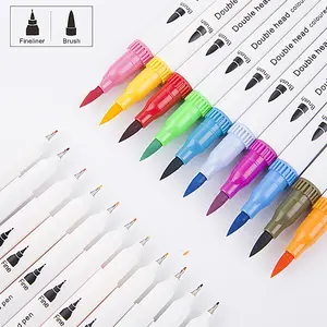 office school supplies 12/24 colors dual tip fineliner drawing Painting Watercolor Art Marker brush Pens set