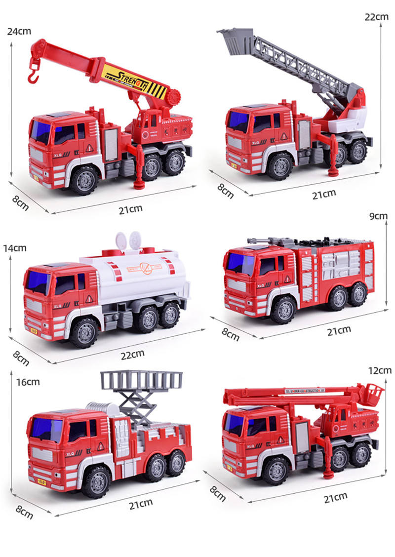 Juego de juguetes de camión de bomberos, escalera, camión de