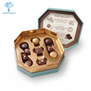 Caja Rígida Octogonal de Lujo con Tapa y Base, Diseño Personalizado de Elefante con Lámina Dorada Verde, Inserto para Chocolates, Dulces y Caramelos, Caja de Papel para Empaque - Product Image 5