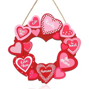 Guirnalda de Corazones de Madera para el Día de San Valentín, Decoración Colgante Mediana para Interiores, para Decoración de Fiestas en Casa - Product Image 1