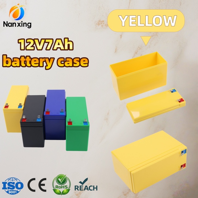 Yellow 12V 7Ah 18650 Battery Box ABS Plastic Empty Storage Shell 12V7Ah Lithium Ion Battery Case Replacement Outer No Accessory