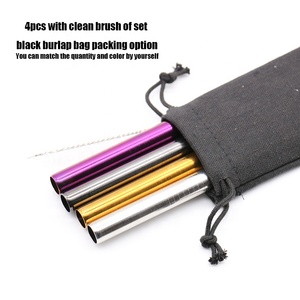 12 mm boba té de burbuja de inclinación de <span class=keywords><strong>punta</strong></span> de oro de metal de acero inoxidable reutilizable paja de beber - Product Image 3