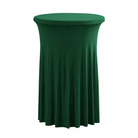 Nappes rondes extensibles en spandex pour jupe de table de cocktail avec rideaux ondulés naturels, housses de table de cocktail ajustées