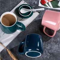 Vente en gros de tasses à thé au lait en porcelaine émaillée de 400 ml, à grande capacité, avec logo personnalisé imprimé, mug à café en céramique pour cadeau souvenir
