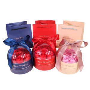 Scatola Regalo Rotonda Trasparente Golden Pancake Seven 9 Rose per Gioielli, Confezione all'Ingrosso per San Valentino, Donne e Ragazze - Product Image 1