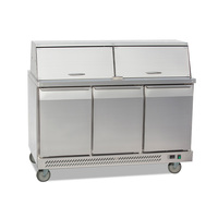 Réfrigérateur de présentation de qualité supérieure pour bar à salades, en acier inoxydable 304, avec refroidissement par ventilateur, 2 à 3 portes, grande capacité
