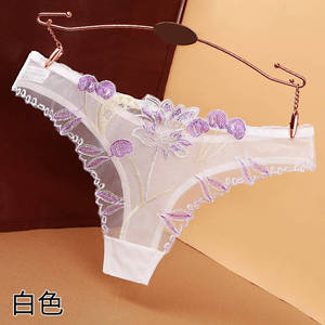 Women Embroidery Briefs Sexy Transparent <strong>Thongs</strong> Multiple Colors <strong>clear</strong> Mesh Bikini - Product Image 3