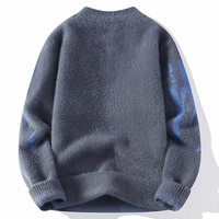 2025 Herren M-3XL Nerzvelours Gestrickter Halbrollkragenpullover Winter Fleece-Gefüttert Anti-Schrumpf Digital-Druck Individuelles Logo