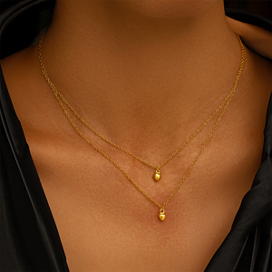 Collar CANNER de Plata 925, Estilo Lujoso y Ligero, Doble Capa, Doble Corazón, Estrella, Luna Creciente, Cadena Doble Multicapa para Mujeres y Niñas - Product Image 4