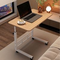 Bureau d'Ordinateur Moderne 2025 Tendance, Réglable en Hauteur, Blanc, sur Roues, en Bois, pour Étudiants, Support Ordinateur Portable en Promotion