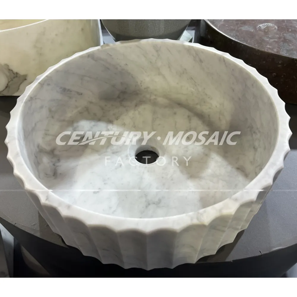 Centurymosaic toptan doğal taş bağlantısız mermer siyah beyaz yıkama el havzası lavabo özelleştirilmiş