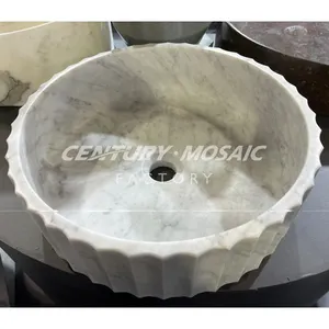 Centurymosaic Wholesale Natural Stone Freestanding Marble Black White Wash Hand Basin Sink Customized