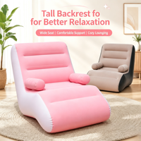 Canapé gonflable moderne en PVC, fauteuil inclinable pliable en forme de S, dossier confortable, idéal pour la pause déjeuner, vente en gros
