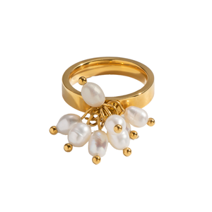 Anillo Delgado de Acero Inoxidable con Perlas Naturales de Agua Dulce X&L y Oro de 18K, Resistente al Agua, para el Dedo Índice, Joyería de Moda para Mujer, Regalo, Venta al Por Mayor - Product Image 2