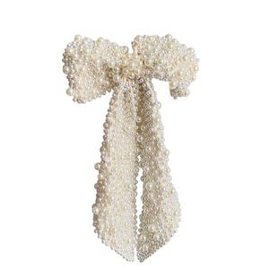 Barrettes à cheveux tendance style coréen vintage de qualité supérieure avec grand nœud et perles pour enfants - Product Image 1