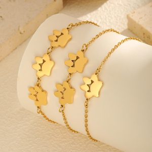 Pulsera de Acero Inoxidable Chapada en Oro de 18K con Dije de Pata en Blanco, Diseño Personalizado, Grabable, Pata de Gato, Joyería de Moda Tendencia - Product Image 2