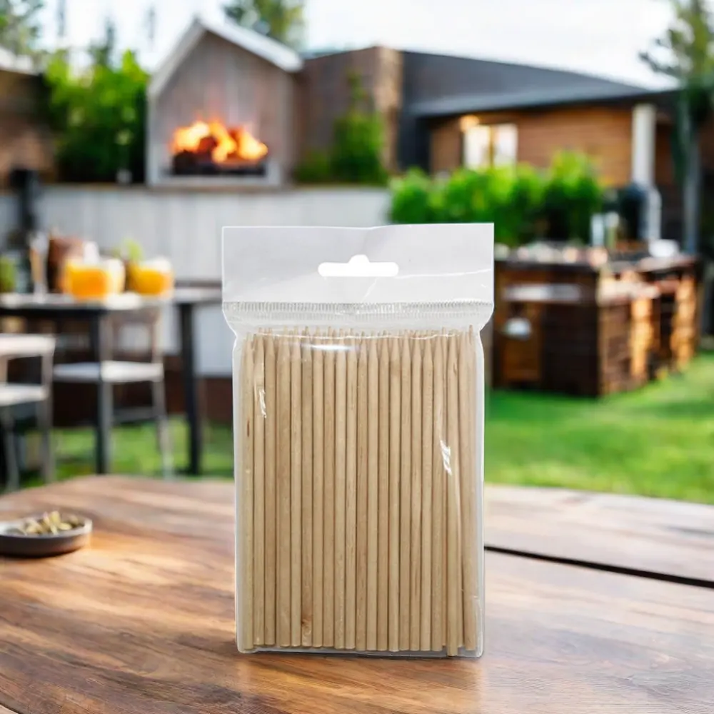 Échantillon gratuit de bâtonnets de brochette de maïs en bois de bouleau du fabricant d'outils de barbecue résistants à la chaleur soudés pour la cuisson des aliments nettoyants