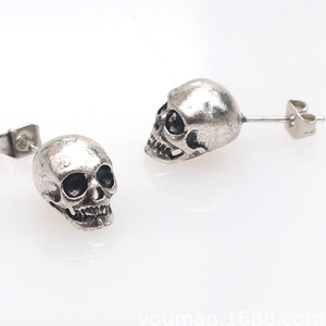 Fantasma negro pendientes de cráneo cabeza pendientes retro hombres y mujeres pendientes - Product Image 4
