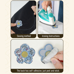 Toppe Adesive Personalizzate a Forma di Stella, Cuore, Fiocco e Fiore, Cucite a Mano, con Logo Personalizzato - Product Image 6