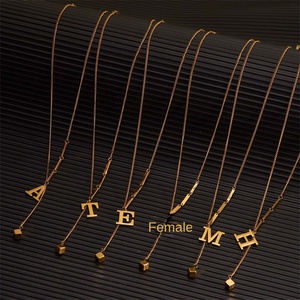 Nuevo Collar de Acero Inoxidable con Borla de Acero de Titanio, Colgante Cuadrado Pequeño con 26 Letras, Collares de Moda con Personalidad de la A a la Z, Joyería - Product Image 5
