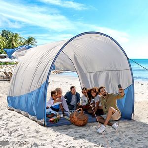 Carpa de Playa Plegable Impermeable y Resistente al Viento de Una Habitación para 3-6 Personas, Camping al Aire Libre, Toldo de 360°, Tela de Poliéster 190T - Product Image 2