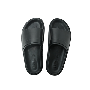 Sandales unisexes confortables et légères en cuir de vache véritable faites à la main avec une large bande et une semelle épaisse pour l'été, couleur noire - Product Image 4