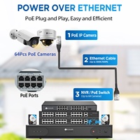 Sistema de Cámaras de Seguridad 4COVR de 64 Canales 4K, Interior/Exterior, 8MP, PoE, IA, Audio Bidireccional, Color Completo, Luz de Destello, Sirena, Alarma