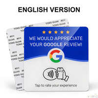 Support de table en acrylique pour avis Google et cartes NFC215, compatible avec différentes langues (espagnol, français, italien), prêt à être expédié