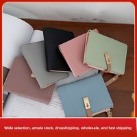 Dompet Wanita Kulit PU Motif Leci Warna Solid Gaya Korea 2023 Grosir Lintas Negara Clutch Cardholder Resleting Koin