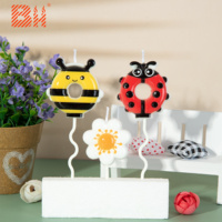 Bougies fantaisie en cire de paraffine non parfumées en forme de tournesol et d'insectes pour la décoration de fêtes d'anniversaire, les fêtes prénatales et les événements festifs, vente en gros