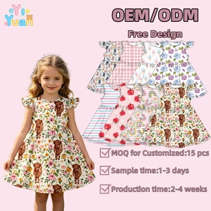 Vestito OEM Yiyuan per Bambine con Maniche a Sbuffo, Abito Casual Estivo da Spiaggia per Bambine 2-7 Anni, Stampe Personalizzate - Product Image 1