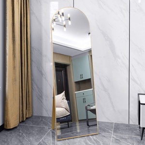 Custom Gold <b>Mirror</b> Metal Frame Large <b>Standing</b> Full-Length <b>Floor</b> Wall <b>Mirror</b> Bedroom Bathroom Elegant Arch Decorative Glass - Product Image 2