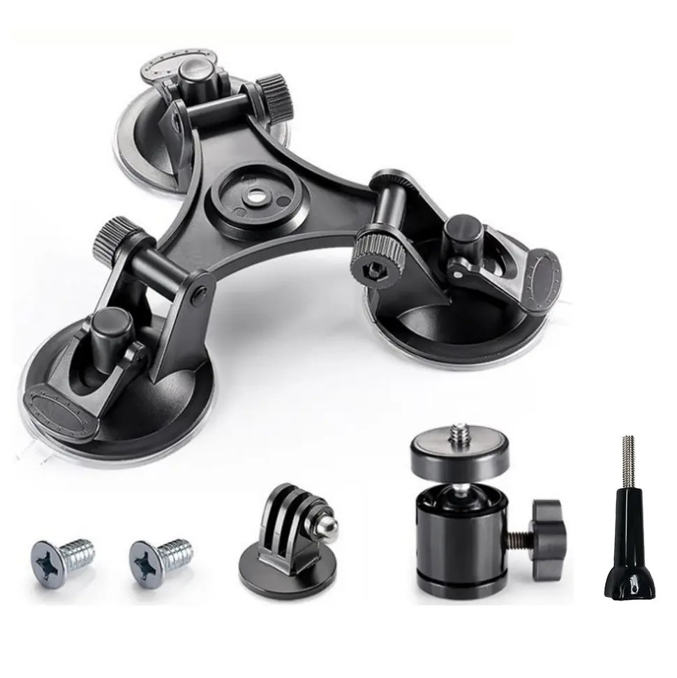 Manufacturer Supply Strong Removable 360 Rotating Triple Suction Cup Mount For Gopros/SJ/xiaoyi/Action Camera
