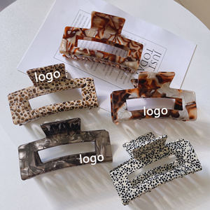 Qianjin özel Logo High-End saç tokası Hollow dikdörtgen asetat kore tarzı köpekbalığı tarzı 10.5cm saç pençe - Product Image 1