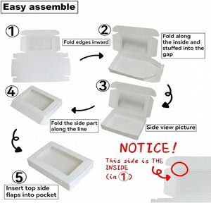 Caja Blanca Pequeña <span class=keywords><strong>para</strong></span> Regalos con Ventanas Transparentes, Juego de Cajas de Regalo Kraft <span class=keywords><strong>para</strong></span> Regalos, Caja de Regalo <span class=keywords><strong>para</strong></span> Propuesta, Boda, Graduación, Blanca - Product Image 4
