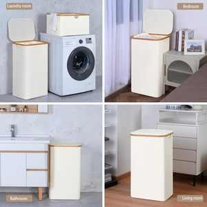 Collapsible Laundry <b>Basket</b> Rectangle <b>Foldable</b> Canvas With Inner Bag For Bathroom Bedroom - Product Image 3