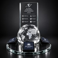 Trophée globe en cristal K9 personnalisé Neelpure 192986, cadeau souvenir pour récompense d'entreprise, reconnaissance de partenariat et d'expansion mondiale