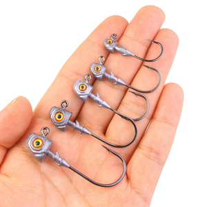 Cabeza de jig de plomo con forma de pez y ojos 3D, anzuelo negro afilado de 3.5g a 14g para señuelos blandos, equipo de pesca de agua dulce para lubina y trucha - Product Image 3