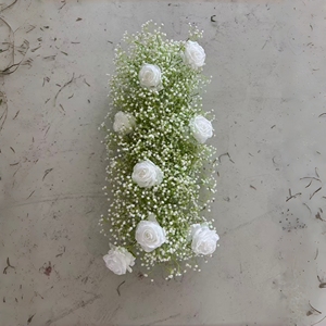 Centro de Mesa de Lujo con Rosas Blancas y Paniculata, Camino de Mesa, Decoración para Fondo de Boda, Accesorio de Flores Artificiales - Product Image 1