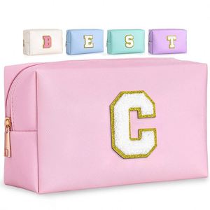 Sac de rangement pour maquillage et articles de toilette en PU grande capacité avec 26 lettres brodées, nouvelle collection, vente chaude, pour femmes, sacs de voyage cosmétiques - Product Image 1