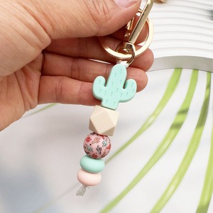 Porte-clés en silicone imprimé cactus, accessoire de sac, porte-clés anti-perte, vente en gros disponible - Product Image 4