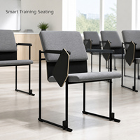 Chaise de formation ergonomique rembourrée avec tablette d'écriture pliable, cadre métallique empilable pour salle de classe et salle de conférence