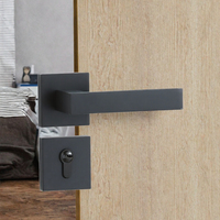Serrure de porte en alliage d'aluminium noir massif, moderne et confortable, pour chambre à coucher, avec poignée à levier silencieuse pour l'intimité et l'entrée, vente en gros