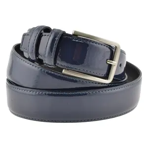 Elegante cintura in vera pelle di vitello blu verniciata a mano italiana altezza 3.5cm/pollici per esportazione 6 pezzi in una scatola - Product Image 1