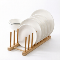 Égouttoir de cuisine vertical en bambou pour bols, couvercles de casseroles, planches à découper, ustensiles, couverts et assiettes, écologique