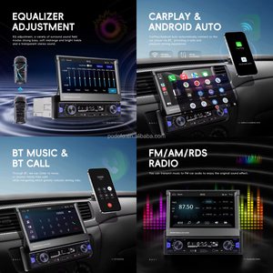 เครื่องเล่น MP5 ในรถยนต์ Podofo แบบ Single Din ขนาด 7 นิ้ว รองรับ Wireless CarPlay และ Android Auto หน้าจอสัมผัสแบบพับเก็บได้ พร้อมพอร์ต Type-C/FM/AM/EQ/วิทยุในตัว - Product Image 2