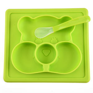 Plato de Silicona para Alimentar a Bebés, con Divisiones, con Cuchara, Material de Grado Alimenticio, Diseño de Dibujos Animados, en Oferta - Product Image 6