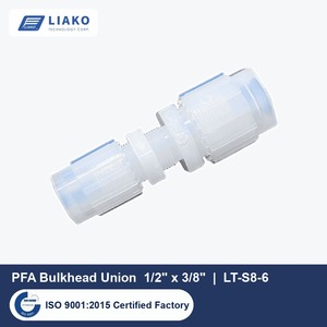 Raccord de réduction PFA Flare Bulkhead 1/2" x 3/8" pour tube, raccord de tube à sertir LT-S8-6, haute pureté, résistant aux produits chimiques - Product Image 1