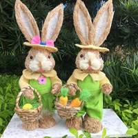 DAMAI 2025 Pâques 35cm une paire mignon lapin cadeaux Style rétro paille lapins jouets pour enfants et décorations de fête